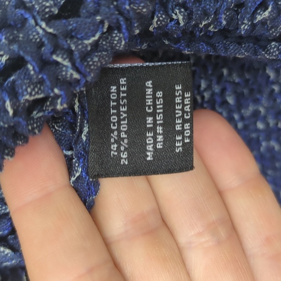 525 America NWT Fringe Cardigan Open Knit Sweater In Navy Combo - Picture 5 of 14